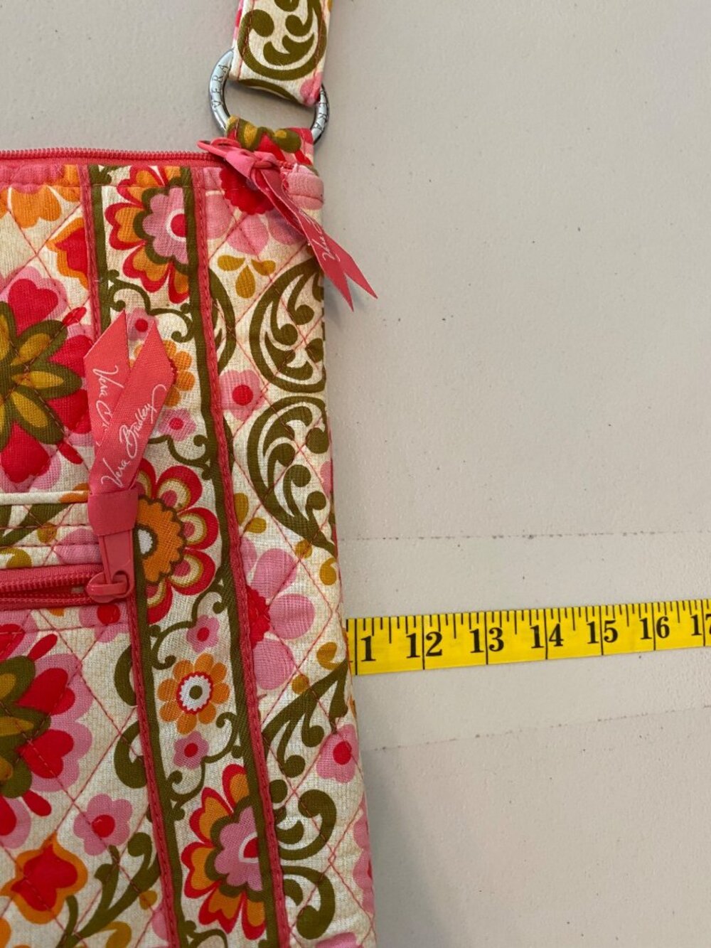 Vera Bradley Floral Quilted Crossbody Folkloric Zip Closure Purse Bag - Picture 10 of 11